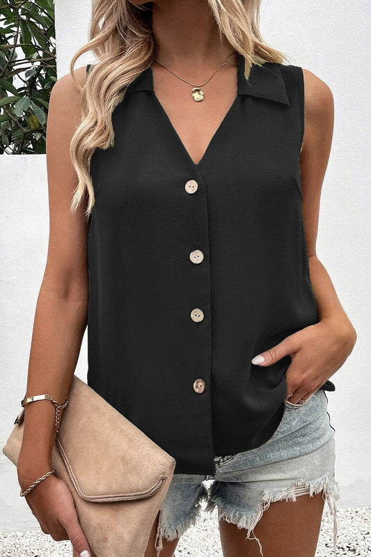 Women's V-Neck Button-Up Top – Elegant and Versatile Blouse for All Occasions 1