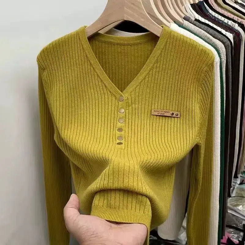 Womens V-Neck Sweater with Button Details for Cozy Style 5
