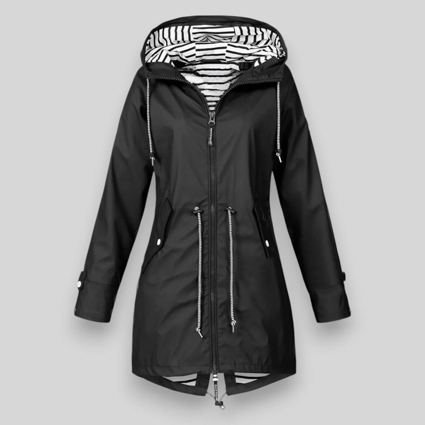 Women's Rain Jacket Black Waterproof Polyester - 6