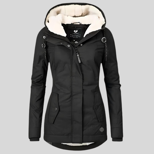 Women's Rain Jacket Black Waterproof Hooded - 2