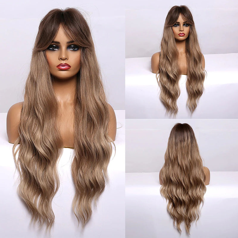 Women's Wavy Wig Bluish Gray High-Temperature Fiber 10