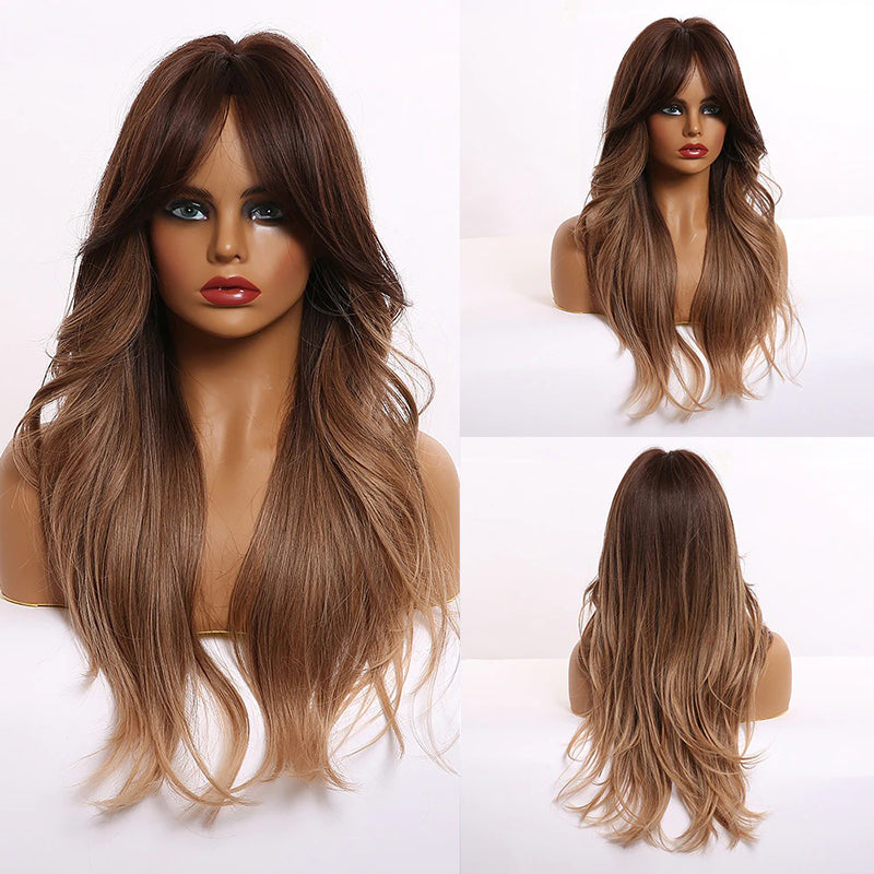 Women's Wavy Wig Bluish Gray High-Temperature Fiber 11