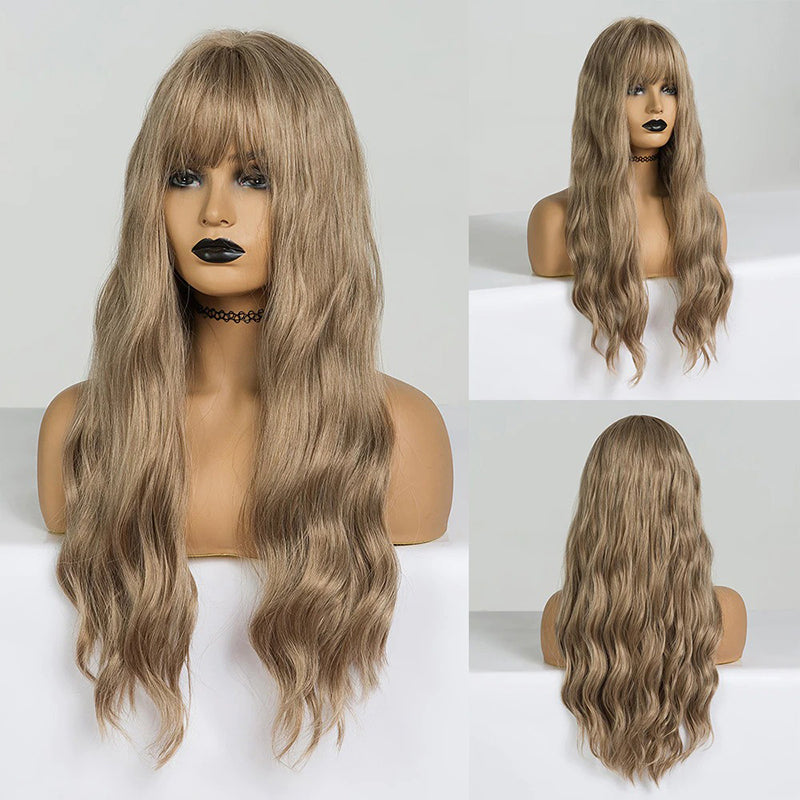 Women's Wavy Wig Bluish Gray High-Temperature Fiber 13