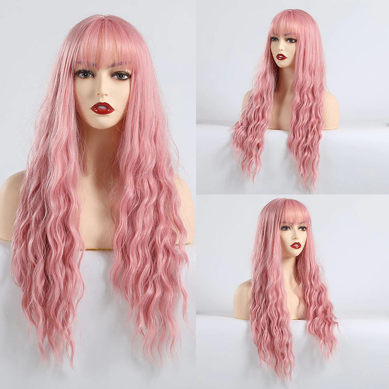 Women's Wavy Wig Bluish Gray High-Temperature Fiber 14