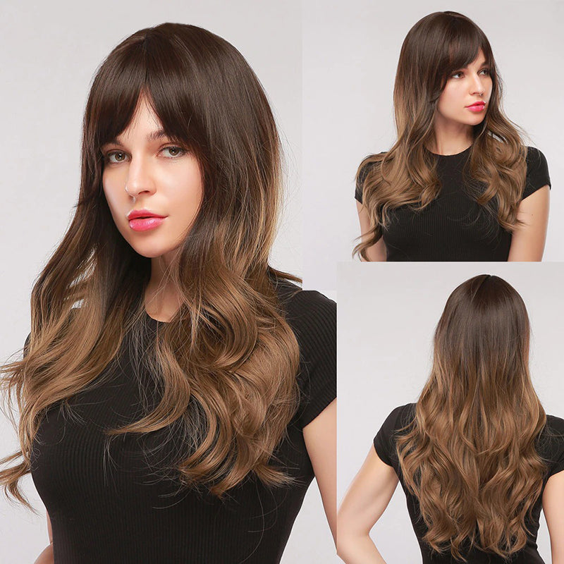 Women's Wavy Wig Bluish Gray High-Temperature Fiber 22