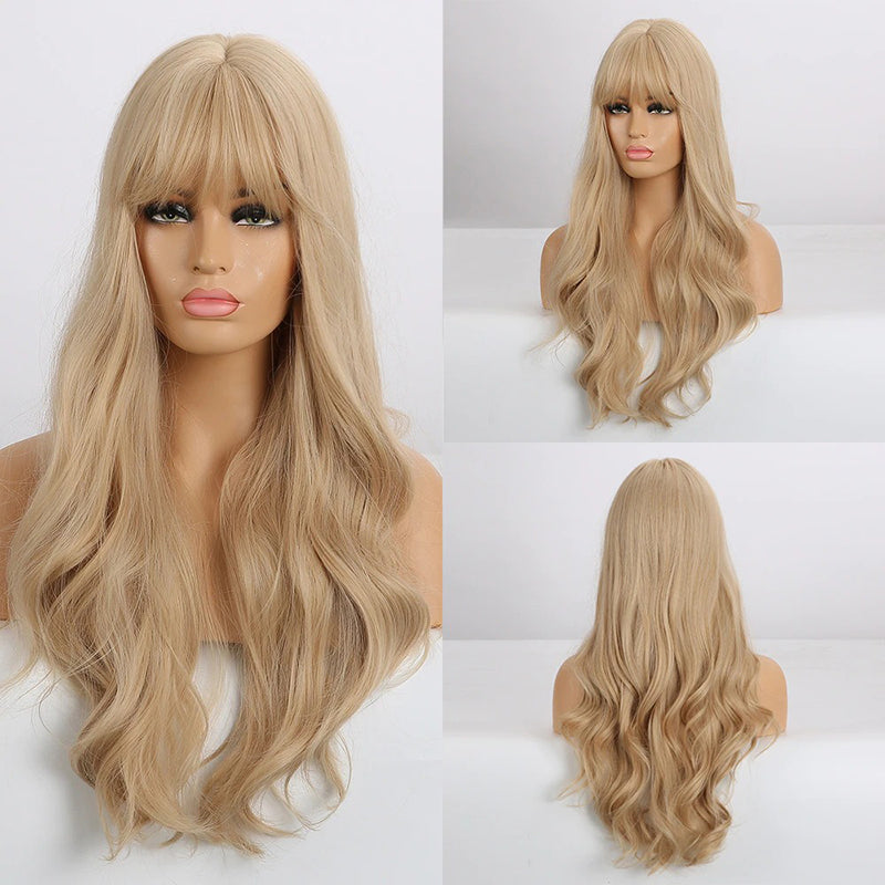 Women's Wavy Wig Bluish Gray High-Temperature Fiber 23