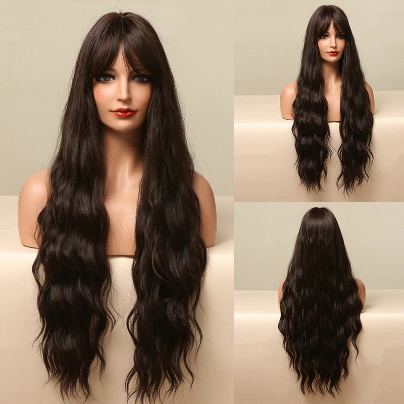 Women's Wavy Wig Bluish Gray High-Temperature Fiber 26