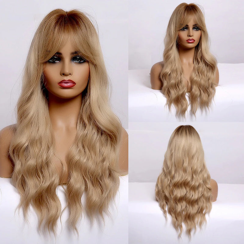 Women's Wavy Wig Bluish Gray High-Temperature Fiber 6