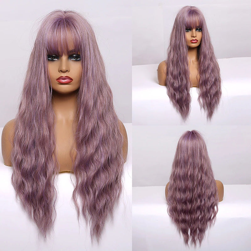 Women's Wavy Wig Bluish Gray High-Temperature Fiber 8