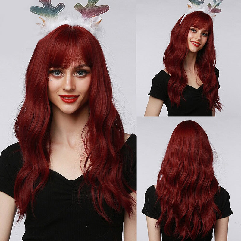 Women's Wavy Wig Ombre Pink 24 Inch Heat-Resistant Fiber 20