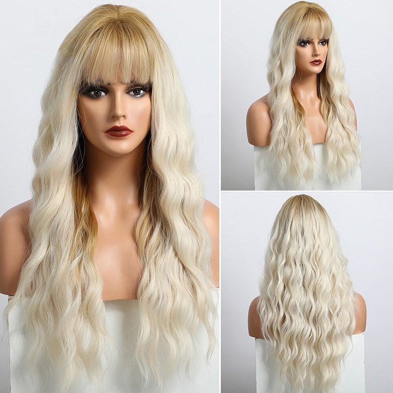 Women's Wavy Wig Ombre Pink 24 Inch Heat-Resistant Fiber 24