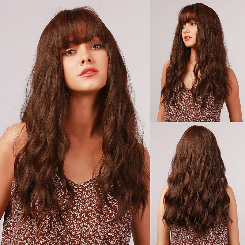 Women's Wavy Wig Ombre Pink 24 Inch Heat-Resistant Fiber 35