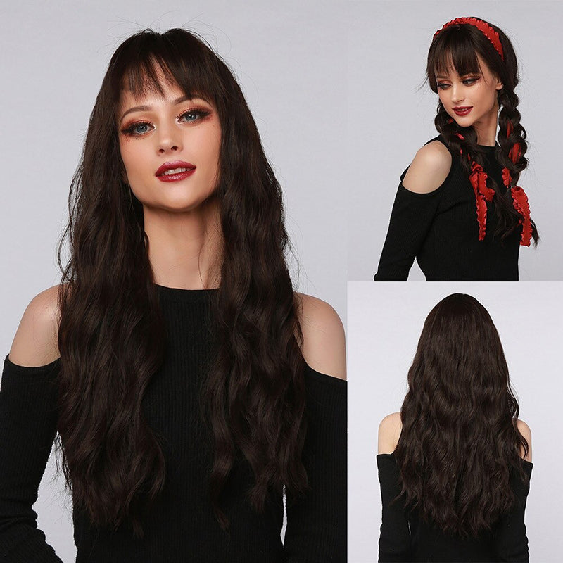 Women's Wavy Wig Ombre Pink 24 Inch Heat-Resistant Fiber 8