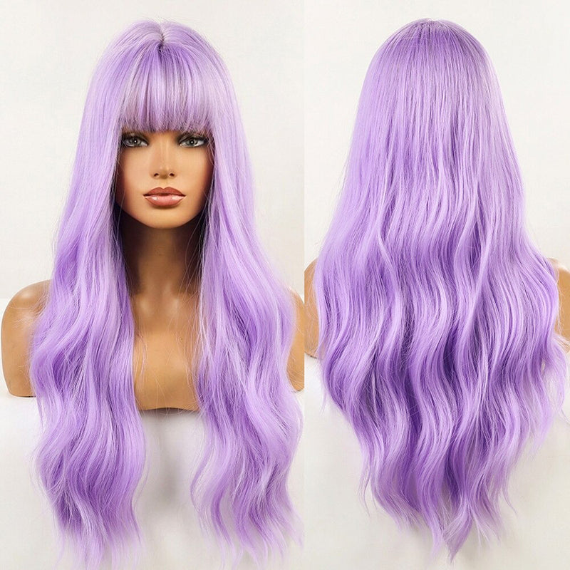 Women's Wavy Wig Ombre Pink 24 Inch Heat-Resistant Fiber 9