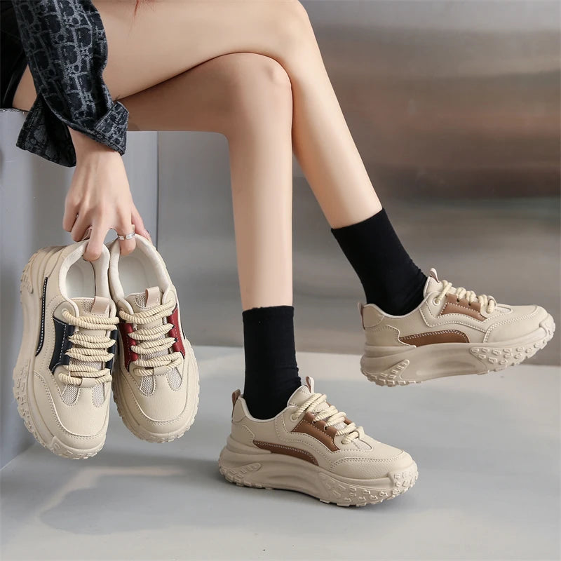 Women's White Sneakers with Thick Sole – Comfortable Stylish Walking Shoes for Everyday Wear 6