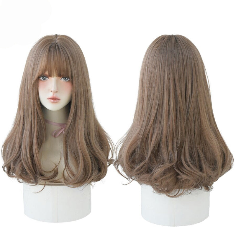 Women's Wig Long Black Heat-Resistant Synthetic with Bangs 19