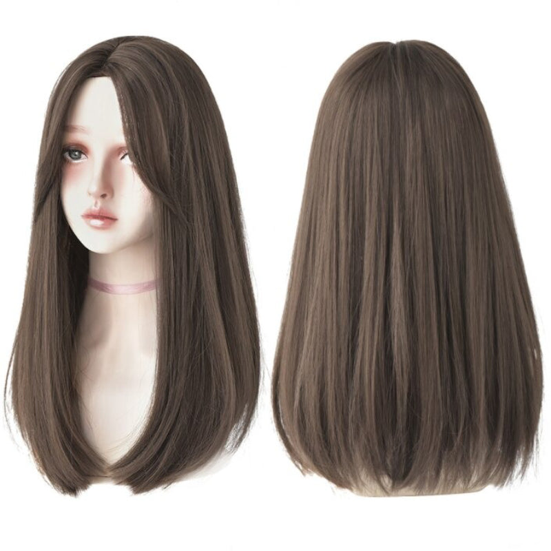 Women's Wig Long Black Heat-Resistant Synthetic with Bangs 24