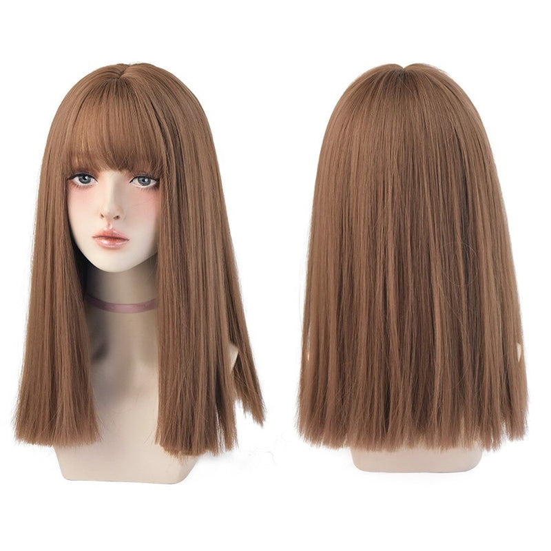 Women's Wig Long Black Heat-Resistant Synthetic with Bangs 26