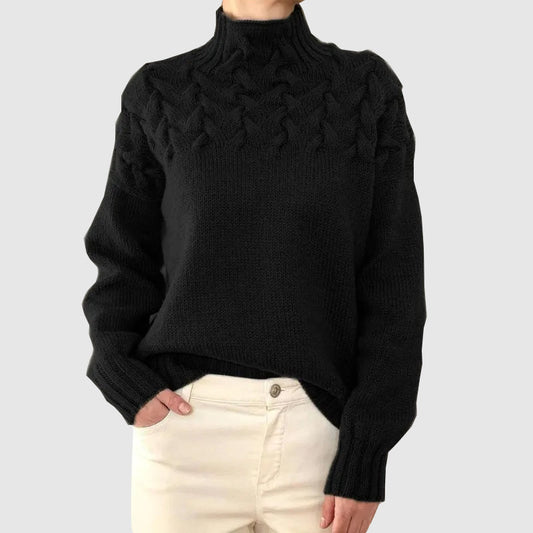 Womens Sweater Cable Knit Turtleneck Long Sleeve Warm Polyester Cotton 2