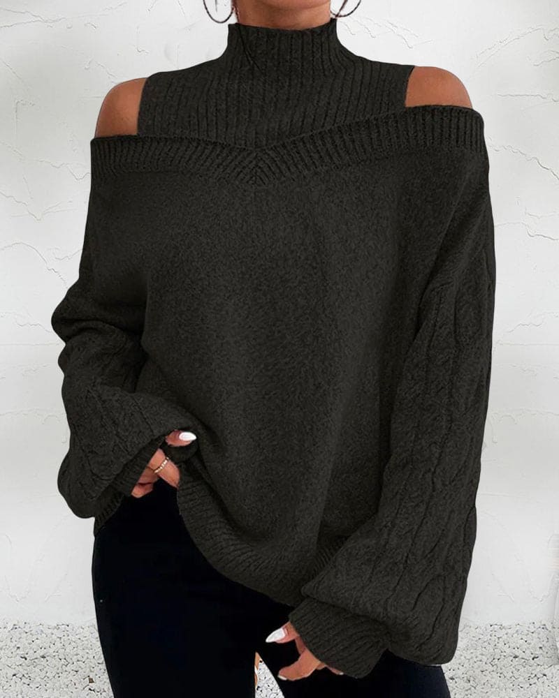 Womens Oversized Casual Sweater in Gray, Black, or Blue – Soft Everyday Comfort 8