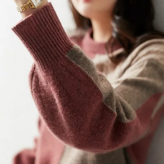 Women's Persian Red Sweater, Long Sleeve Round Neck, Soft Polyester, Casual Fit 2