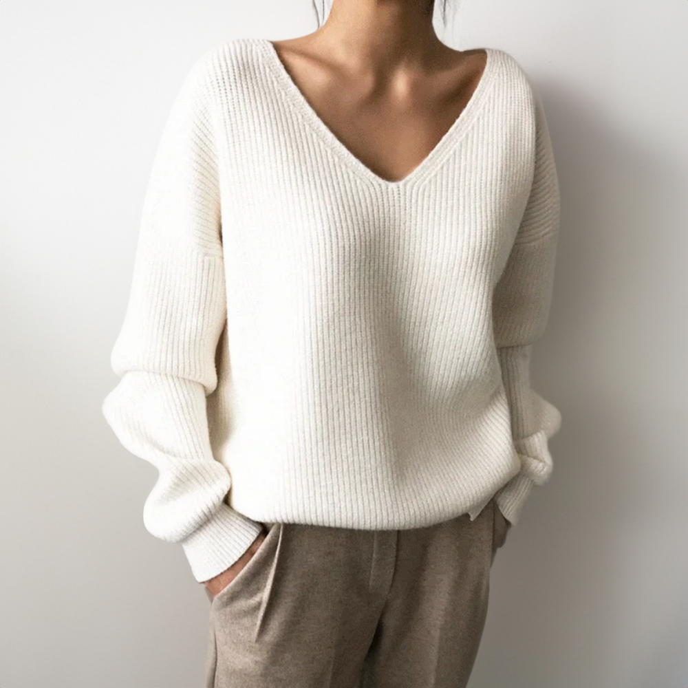 Women's V-Neck Sweater - Soft and Breathable Relaxed Fit for Casual Wear 4