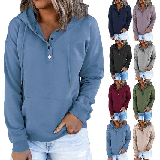 Women's Hoodie Grey Cotton Blend Relaxed Fit - 2