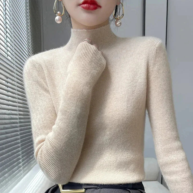 Women's Black Turtleneck Sweater with Long Sleeves – Soft Knit Casual Style 12