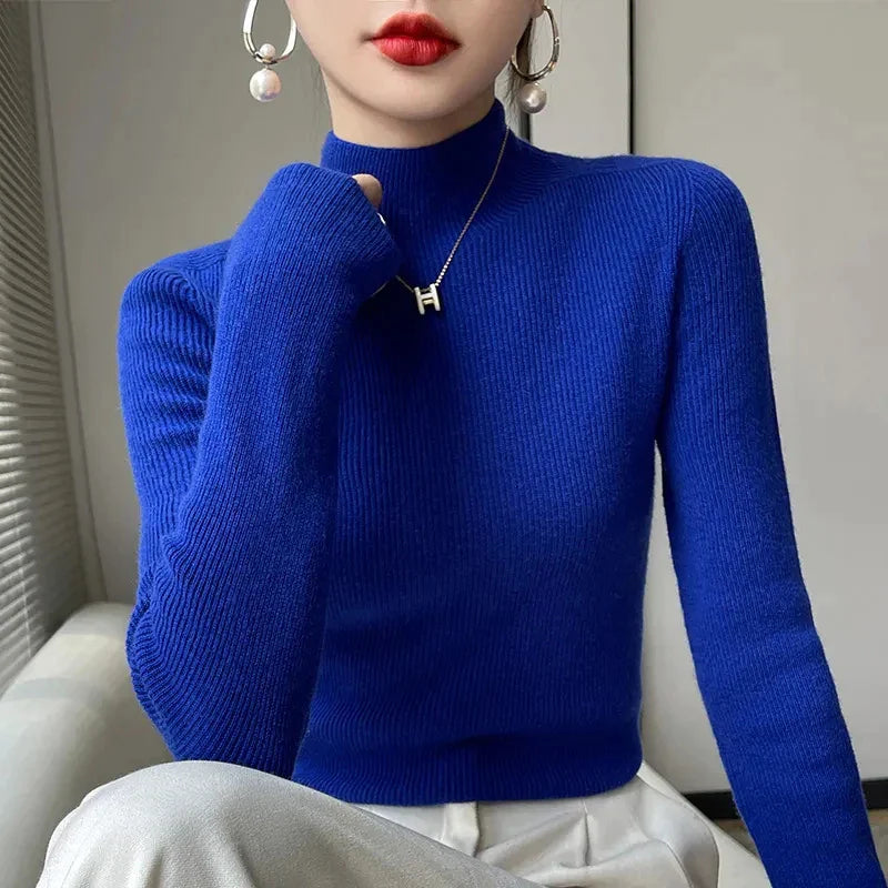 Women's Black Turtleneck Sweater with Long Sleeves – Soft Knit Casual Style 6