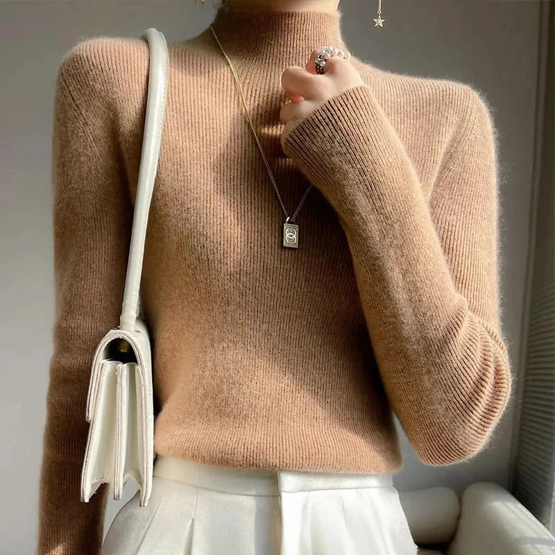 Women's Black Turtleneck Sweater with Long Sleeves – Soft Knit Casual Style 10