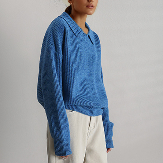 Womens Oversized Knitted Sweater in Blue – Cozy Acrylic Blend for Casual Wear 2