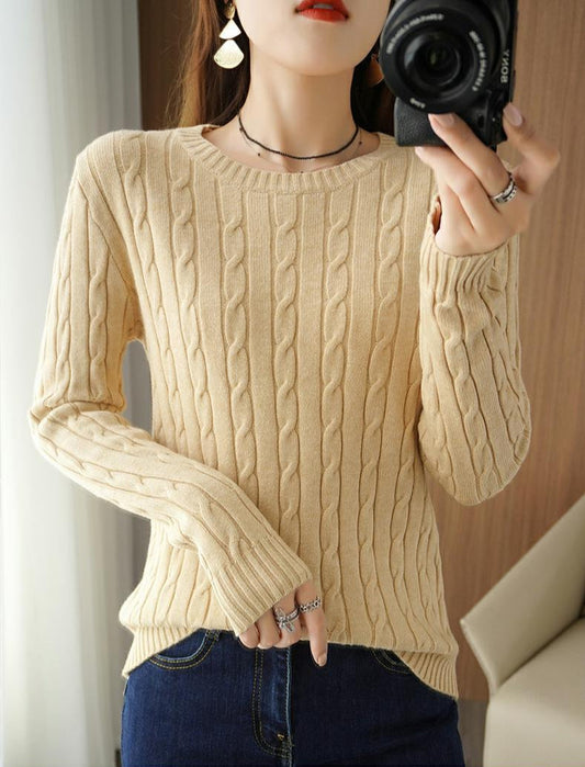 Womens Winter Cable Knit Pullover Sweater - Cozy and Stylish 2