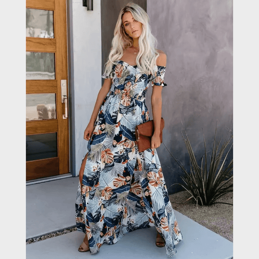 Women's Maxi Dress Multi-Color Floral Size S M L XL Polyester-2