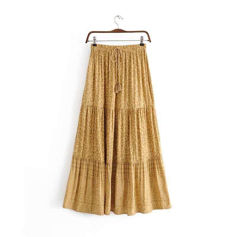 Women's Maxi Skirt Blue Cotton Polyester A-Line with Thigh-High Slit-4