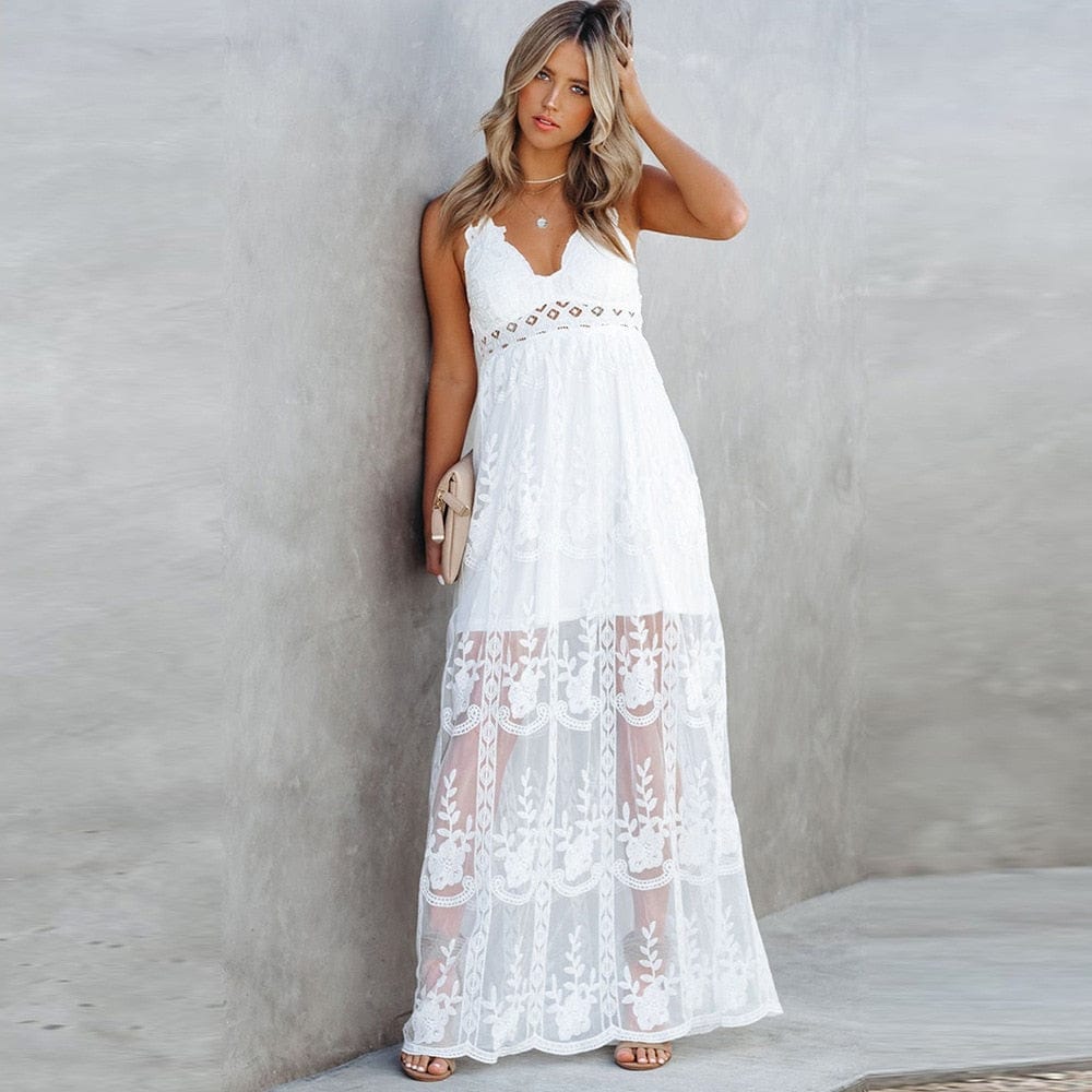 Variant image for Women's Maxi Dress Black Size M Cotton Polyester Lace-1