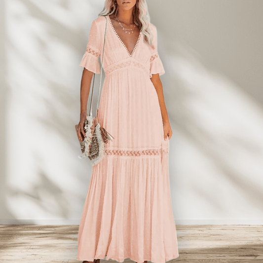 Women's Plus Size Maxi Dress White Lace High Waist Rayon-2