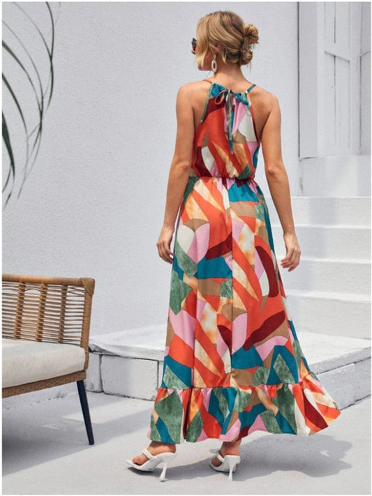 Women's Maxi Dress Colorful Size M Polyester Boho Summer Dress-2