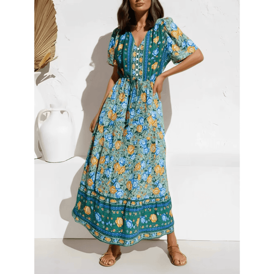 Women's Maxi Dress Purple Floral Rayon Size S M L-2