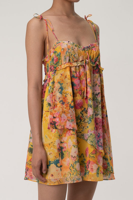 Women's Mini Dress Multicolor Chiffon Floral Summer Dress-2