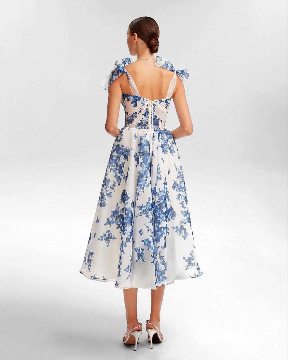 Women's Midi Dress Blue Organza 3