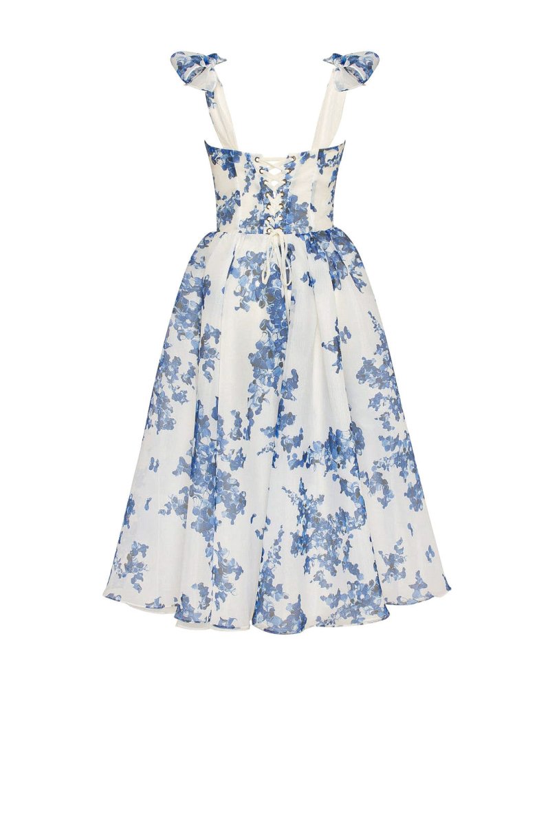 Women's Midi Dress Blue Organza 4