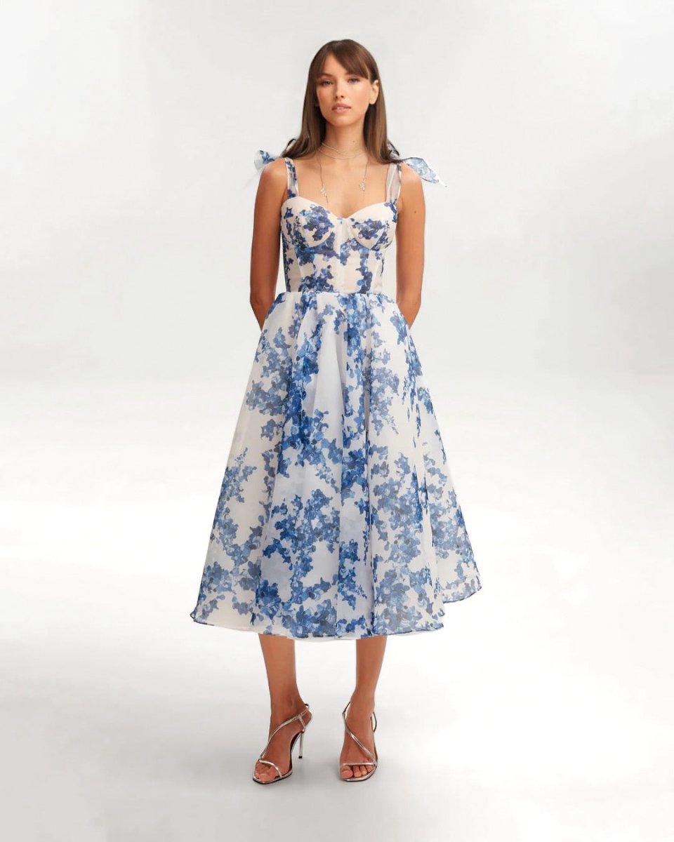Women's Midi Dress Blue Organza 1