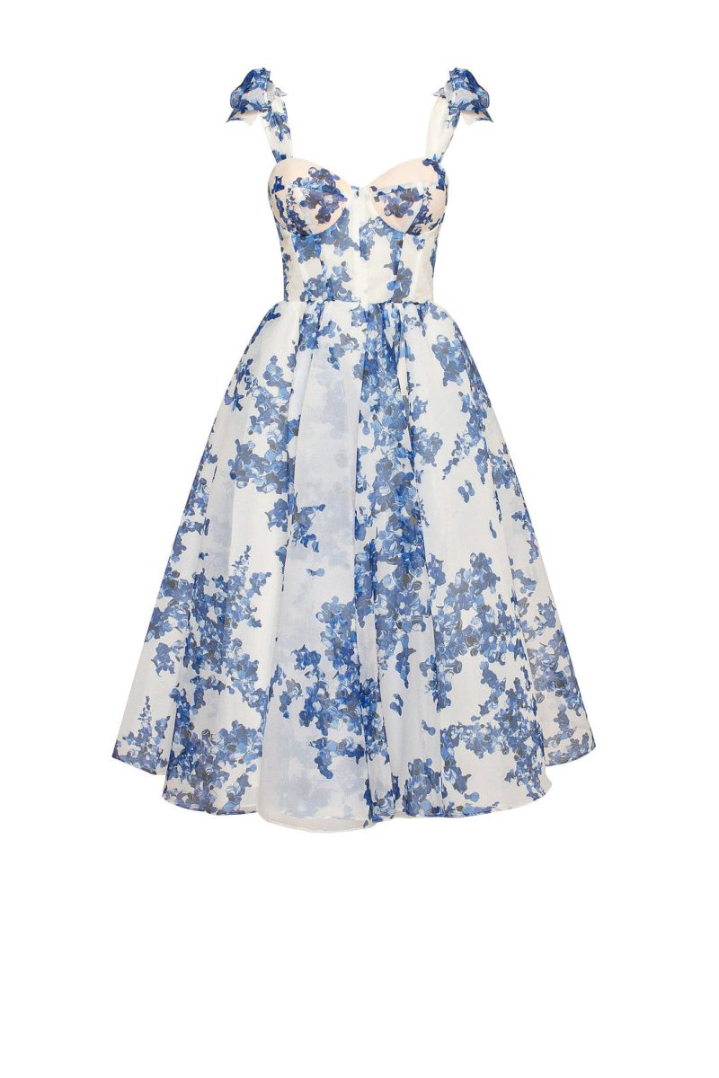 Women's Midi Dress Blue Organza 5