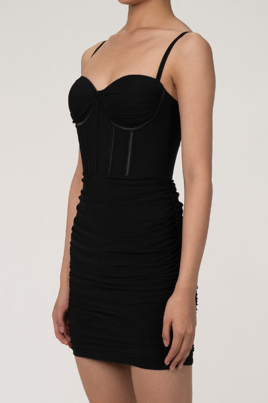 Women's Cocktail Dress Black Mesh Bodycon-2