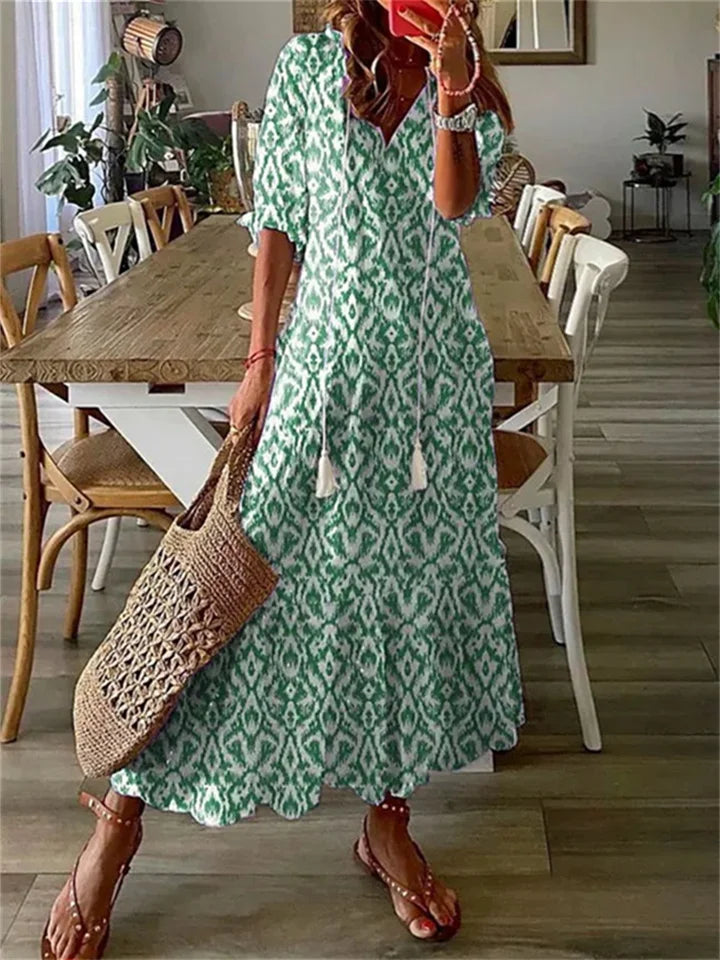 Women's Maxi Dress Floral Print Size M Cotton Blend-3