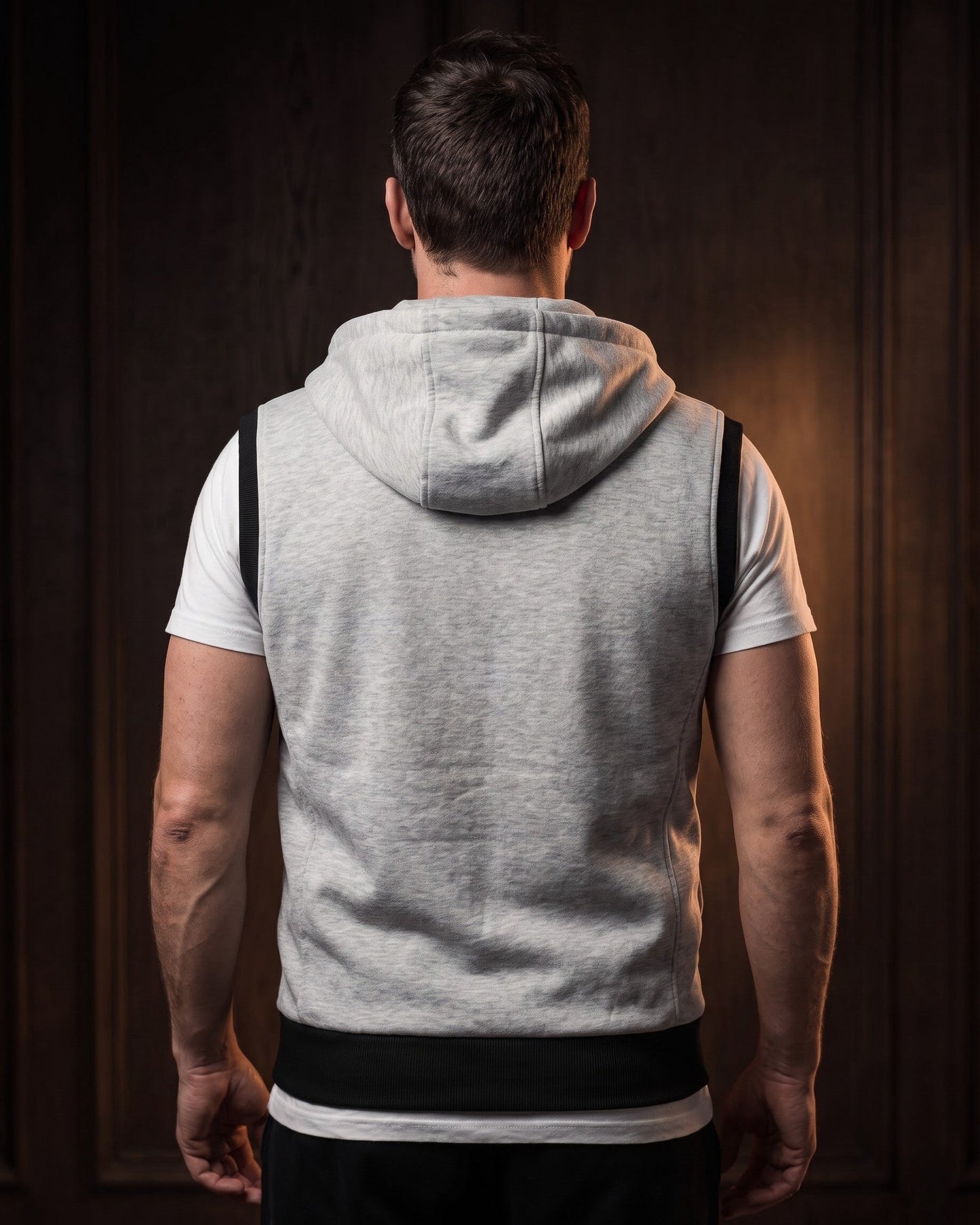 Men's Cotton Blend Zip-Up Hooded Vest – additional product view | Hensley London
