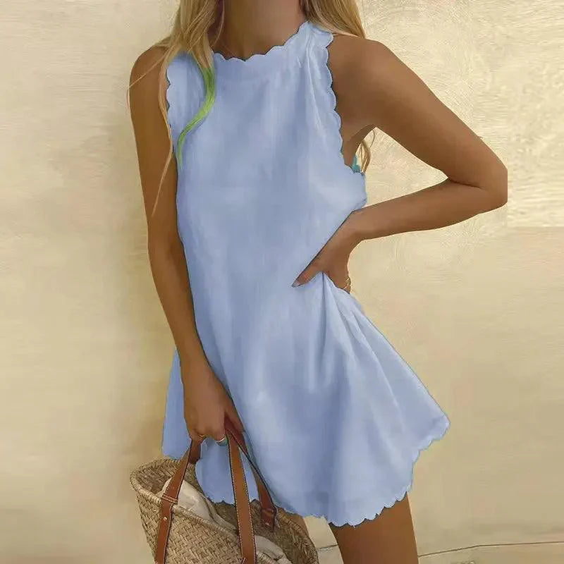 Women's Summer Dress White Lightweight Cotton-4