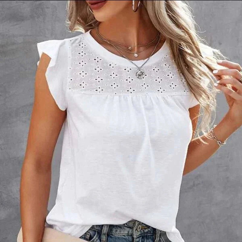 Variant image for Women's Blouse White Size M Lightweight Ruffled Summer Top-26