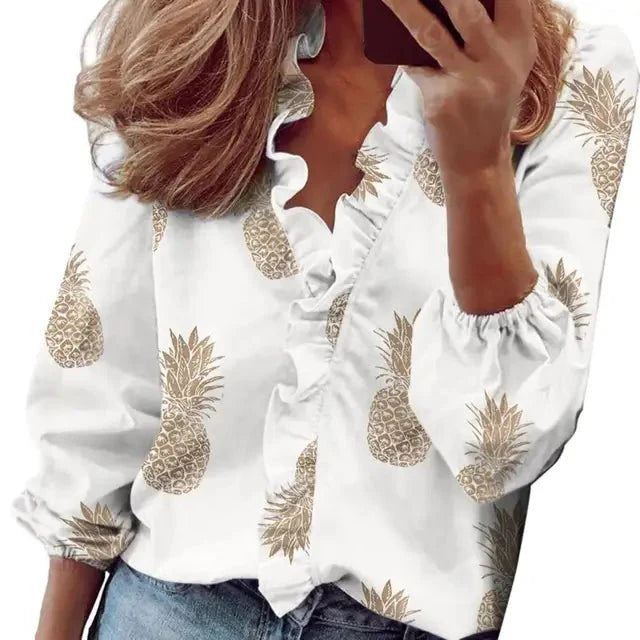 Variant image for Women's Blouse White Size M Soft Fabric Long Sleeve Top-16