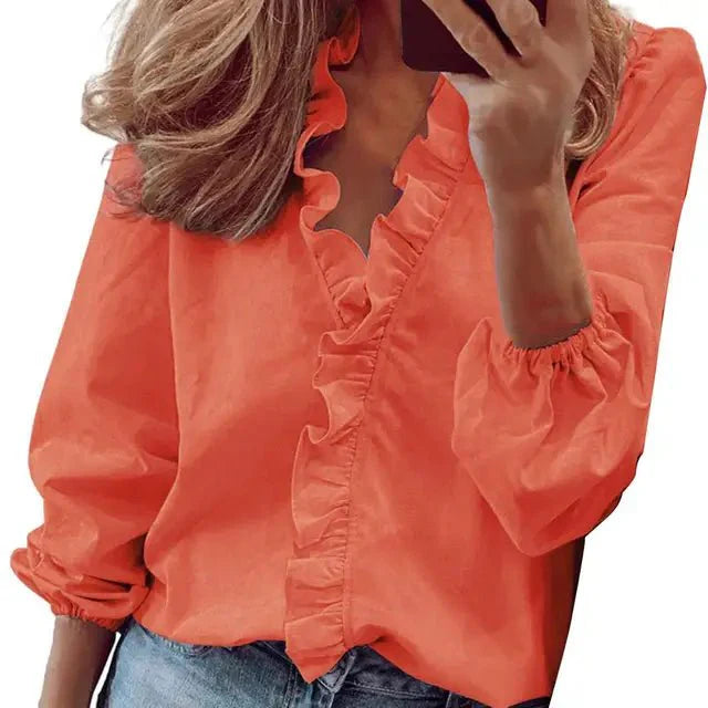 Variant image for Women's Blouse White Size M Soft Fabric Long Sleeve Top-1